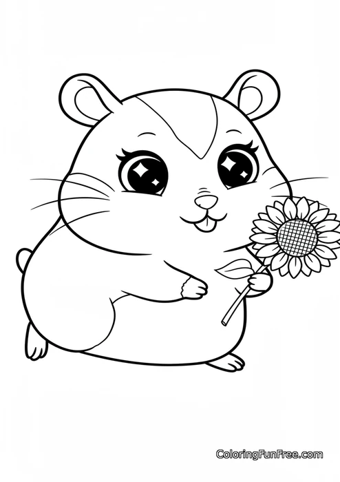 Hamster holding sunflower
