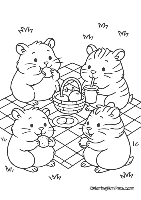 Hamsters having picnic