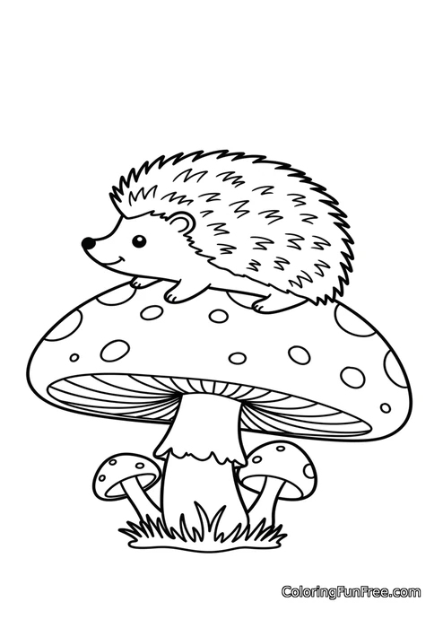 Hedgehog on mushroom