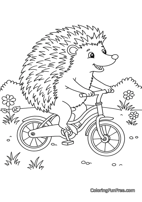 Hedgehog riding bicycle