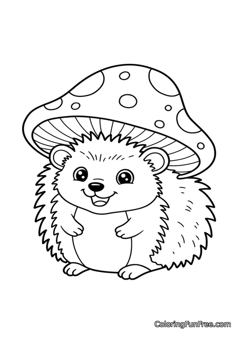 Hedgehog with mushroom hat