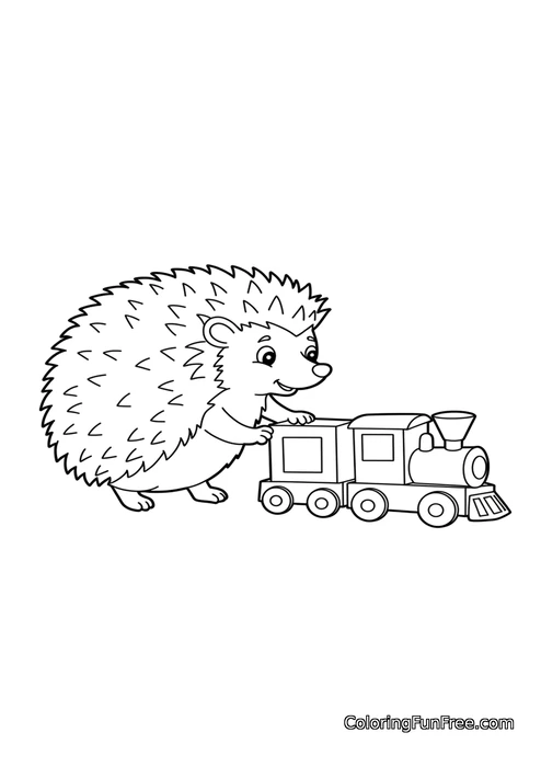 Hedgehog with toy train