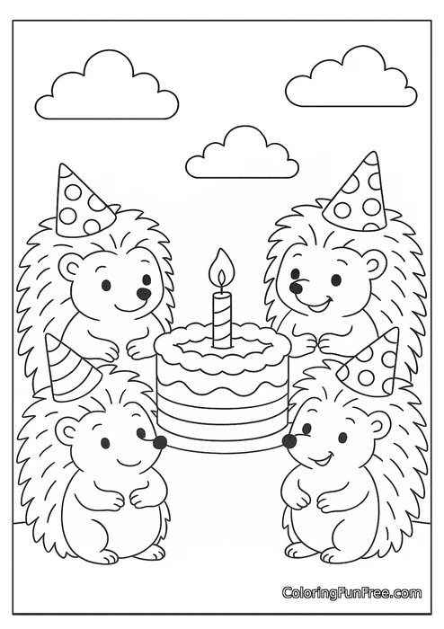 Hedgehogs birthday party cake