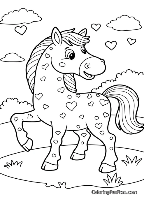 Horse covered in hearts