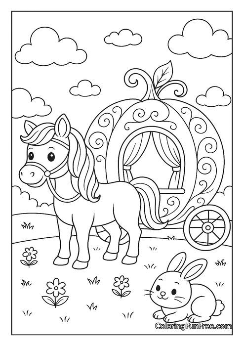 Horse pumpkin carriage rabbit