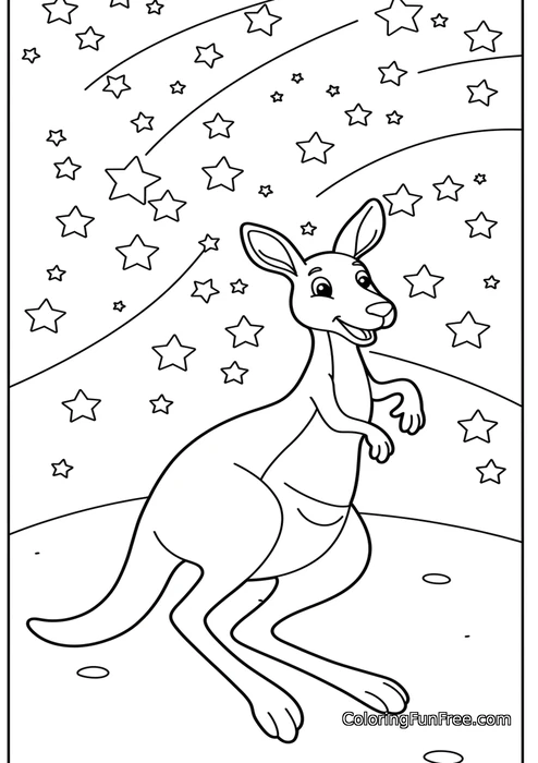 Kangaroo in space with stars