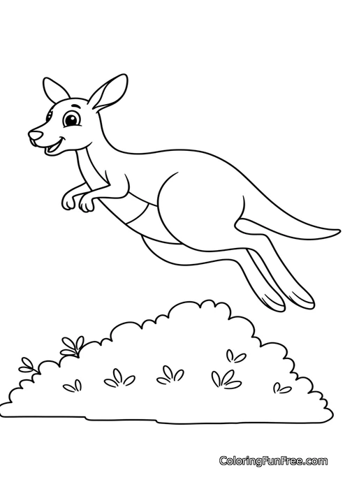 Kangaroo jumping over bush