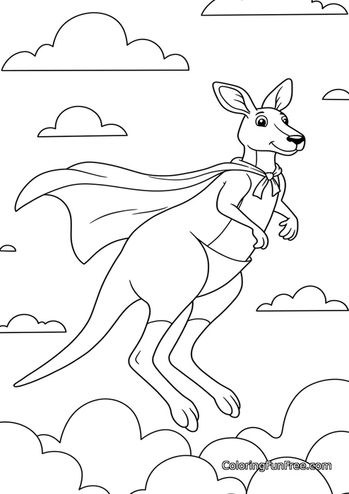 Superhero kangaroo flying