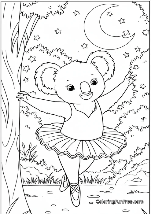 Koala ballerina dancing night