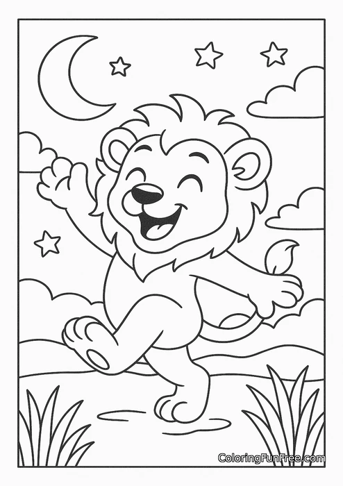 Dancing lion night scene