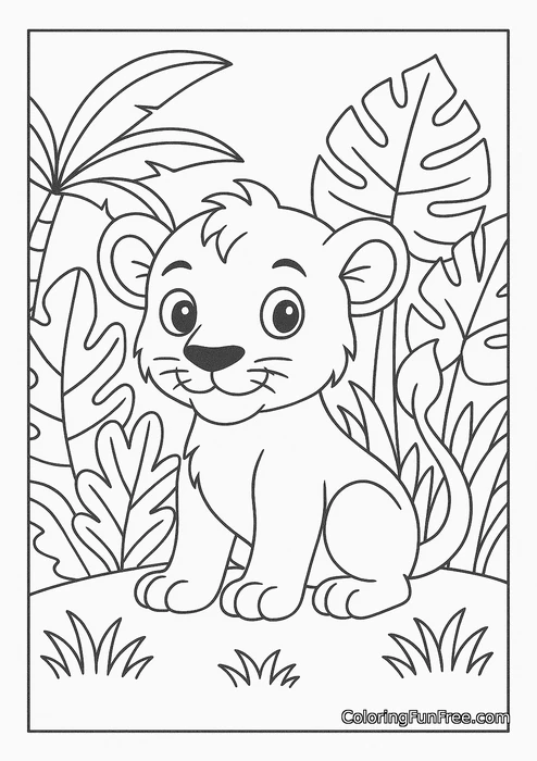 Lion cub in jungle