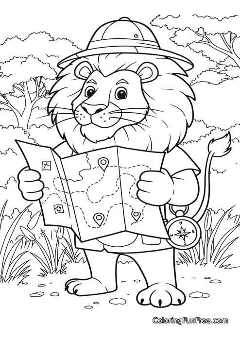 Lion explorer with map