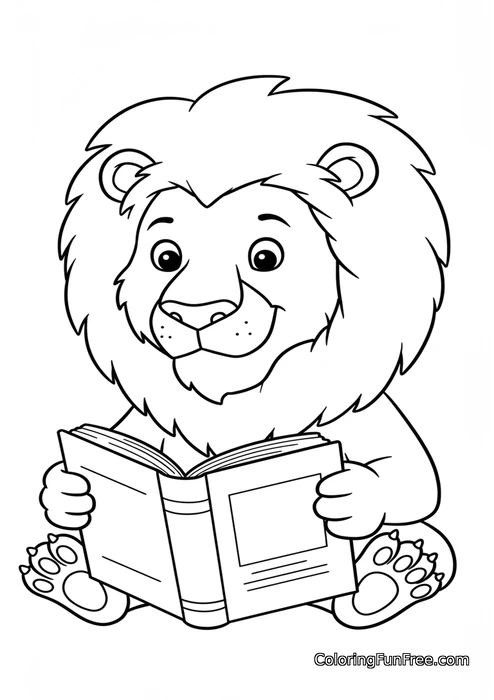Lion reading book