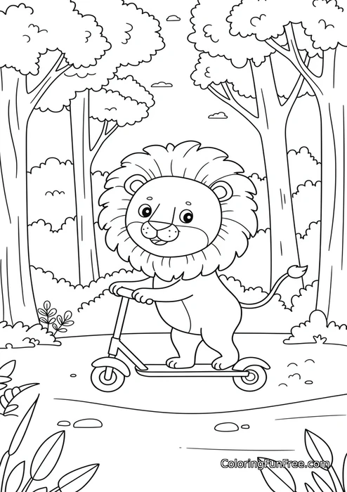Lion riding scooter