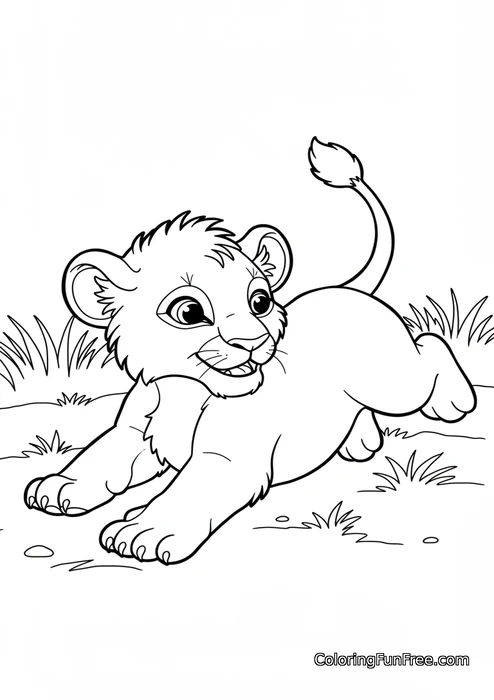 Pouncing lion cub