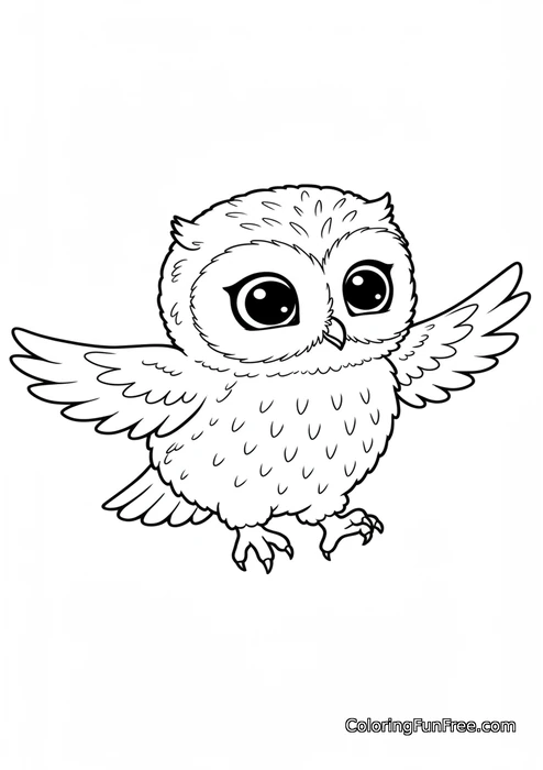 Flying owl wings spread