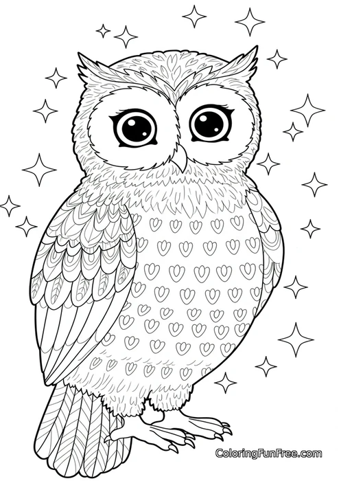 Ornate patterned owl with stars