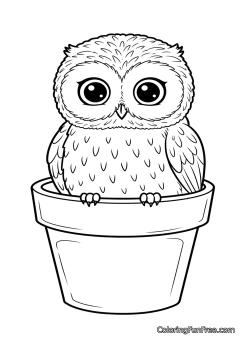 Owl in flower pot