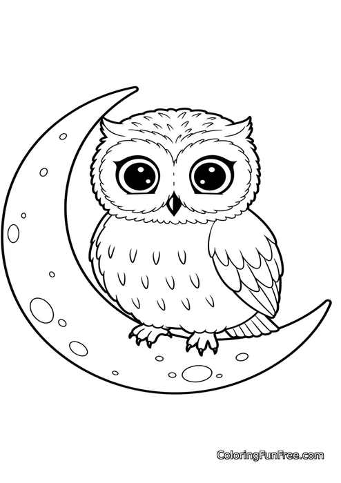 Owl on crescent moon