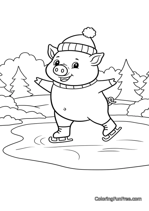 Pig ice skating