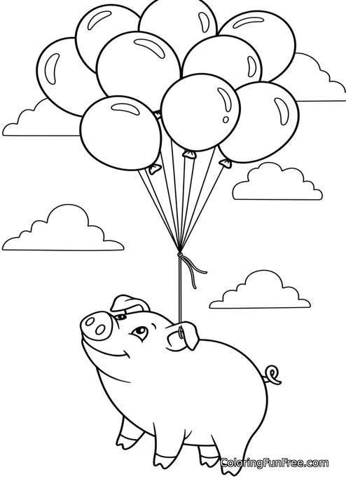 Pig with balloons