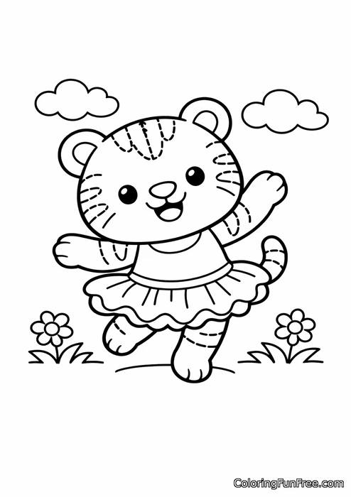 Cute tiger dancing in a tutu skirt