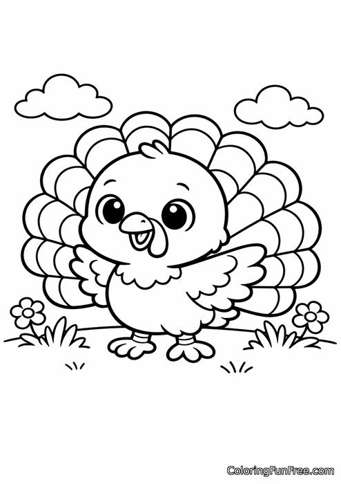 Baby turkey puffing up