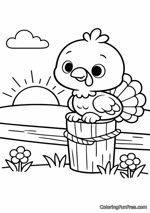 Baby turkey watching the sunset