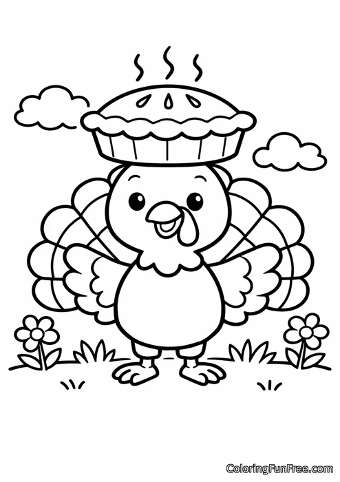 Turkey balancing a pie on its head