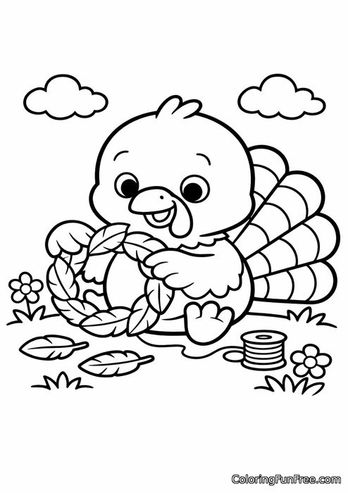 Turkey kid making a wreath