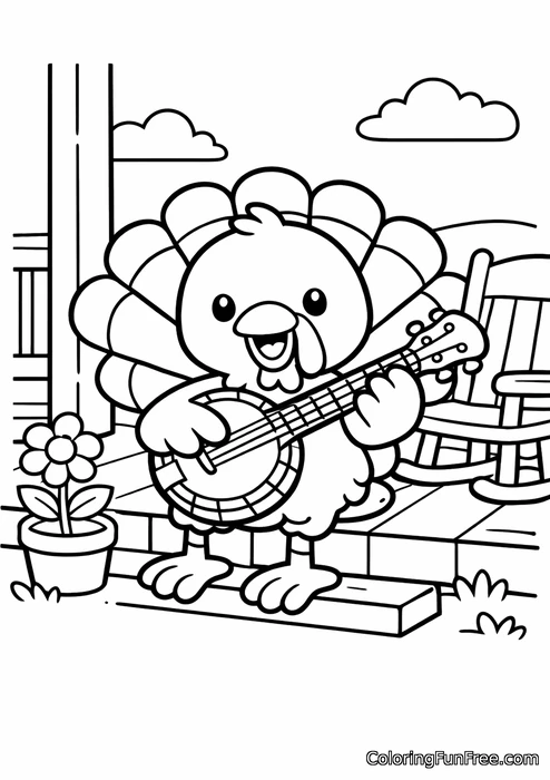 Turkey playing a banjo