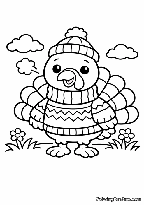 Turkey wearing a cozy sweater