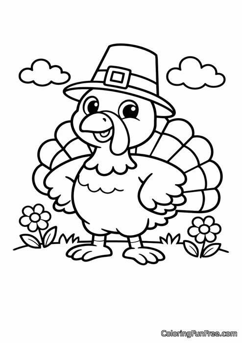 Turkey wearing a pilgrim hat