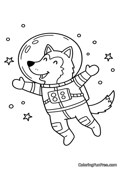 Wolf astronaut in space