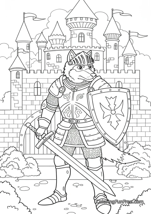 Wolf knight in armor castle