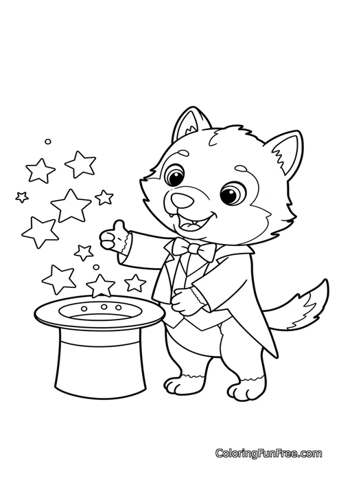 Wolf magician magic hat