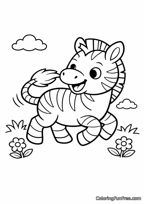 Zebra foal chasing its own tail in circles