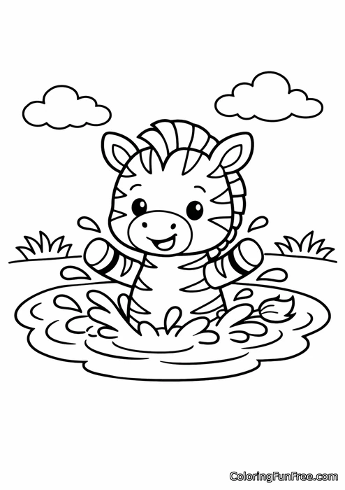 Zebra kid splashing in a watering hole