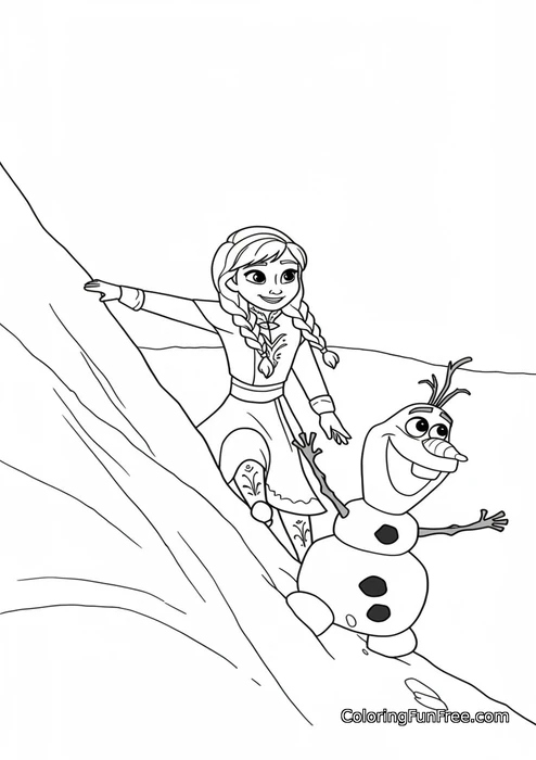 Anna and olaf snowy slope