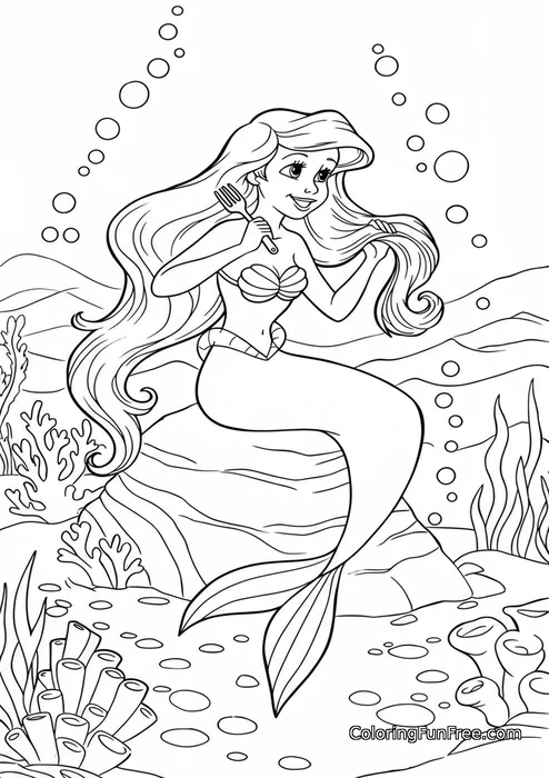 Ariel underwater combing hair