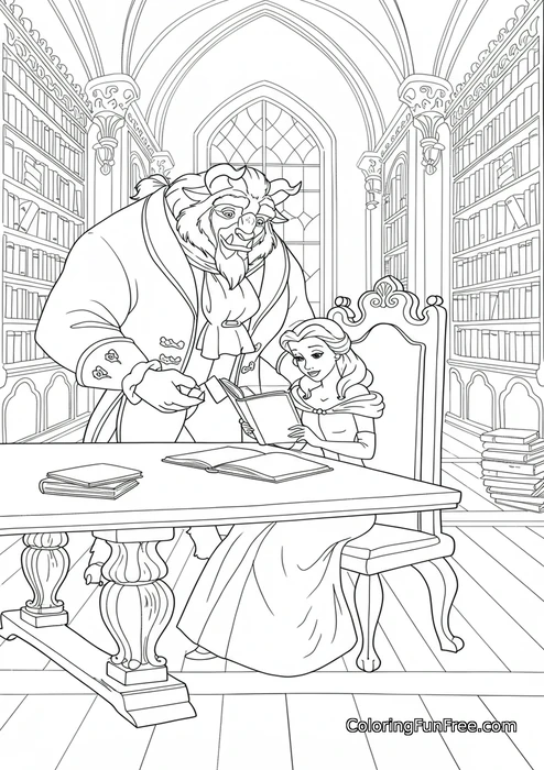 Belle and Beast library reading