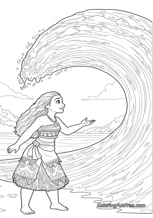 Moana and the ocean wave