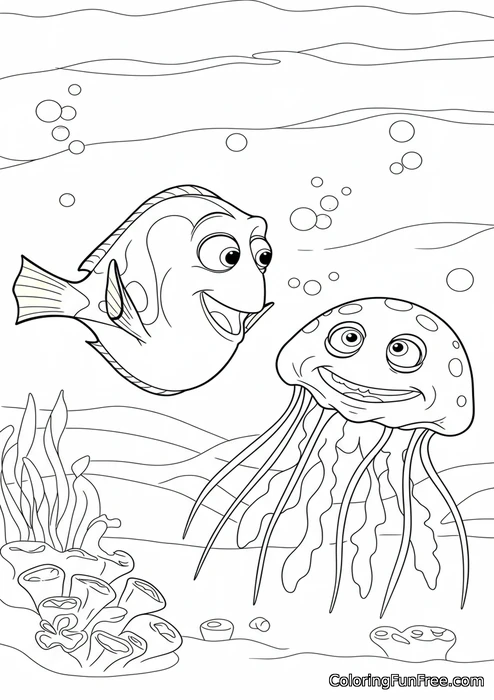 Dory swimming near jellyfish