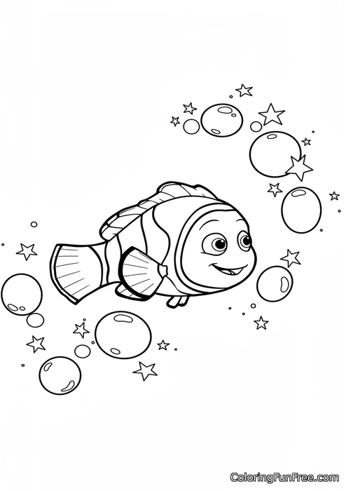 Nemo surrounded by bubbles