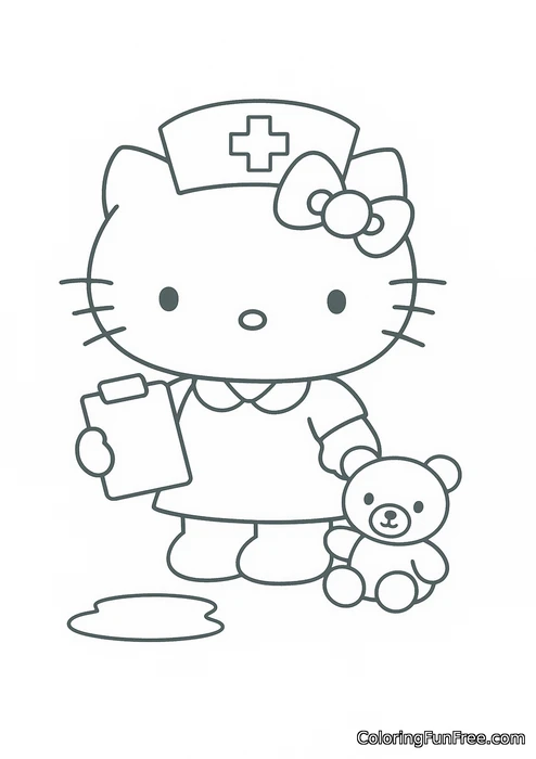 Hello kitty as nurse with teddy