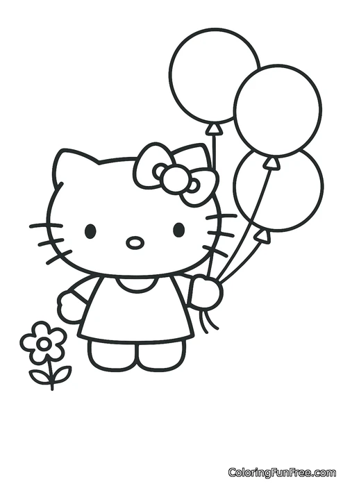 Hello kitty holding balloon