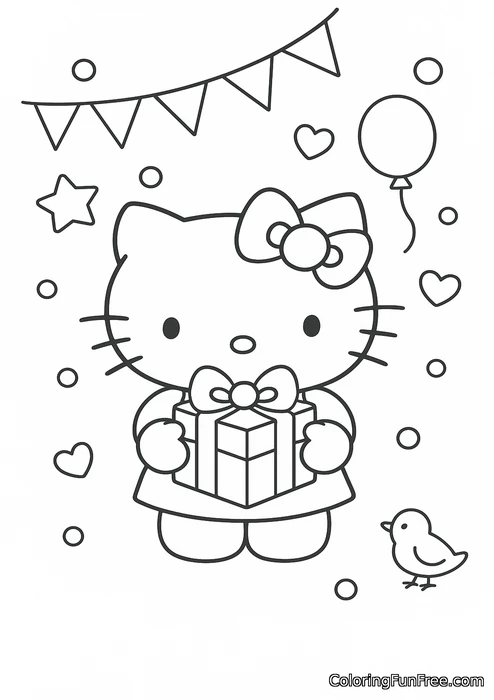 Hello kitty with balloons and gifts