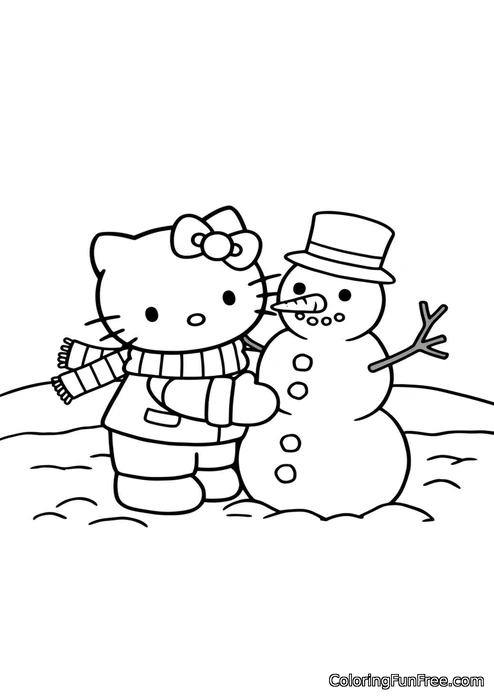 Hello kitty with snowman