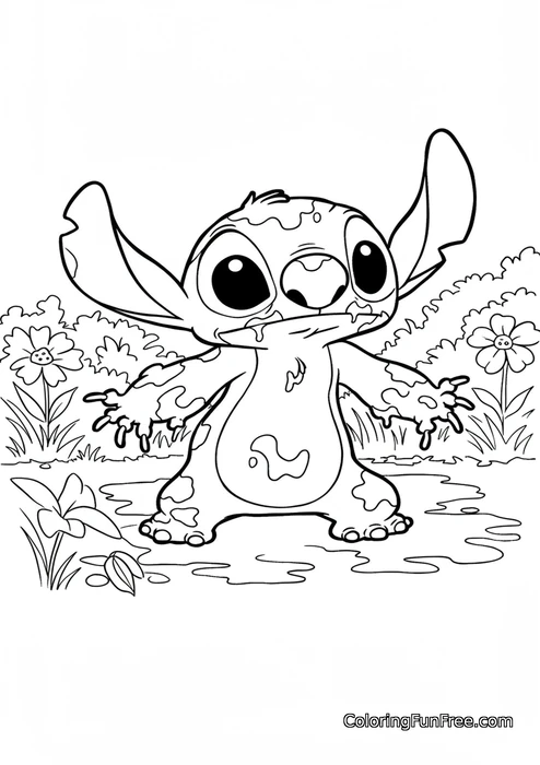 Stitch covered in mud