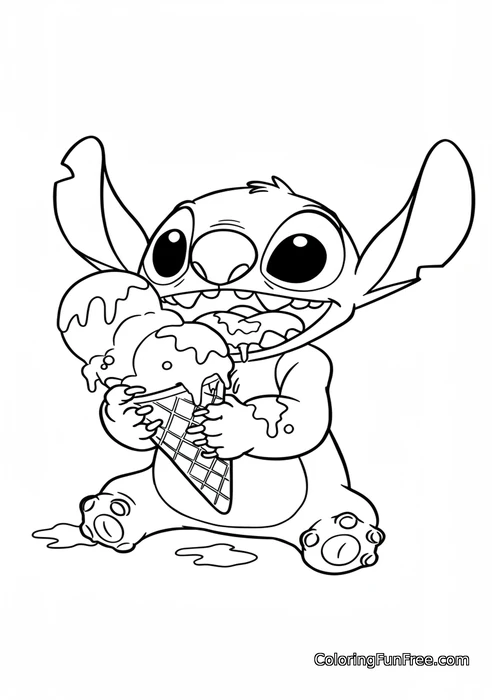 Stitch eating ice cream